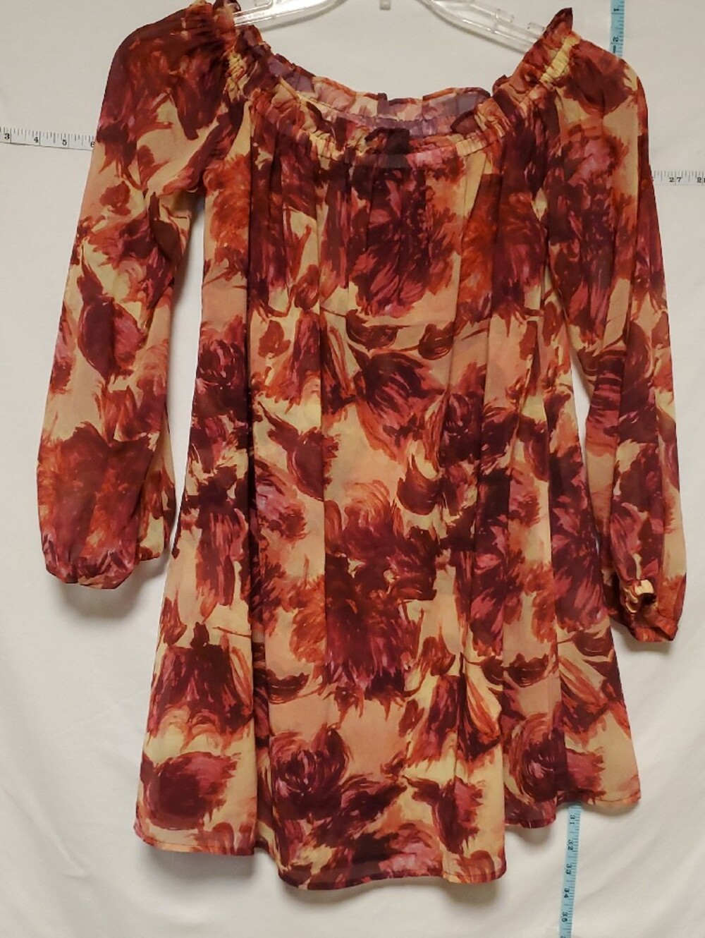 For Love And Lemons Maroon Pink Wild Rose Off Shoulder Dress Lg Boho Coquette